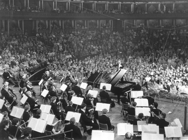 Donald playing at the Last Night of the Proms at the Albert Hall in London in 19??