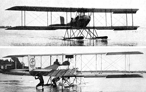 Model B SeaPlane flying in 1916